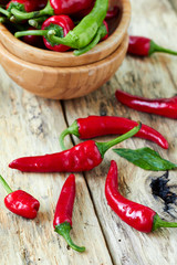 Red Hot Chili Peppers on wooden background
