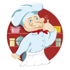 Cheerful cook in the kitchen