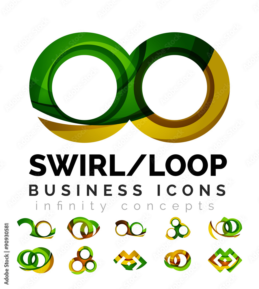 Poster set of infinity concepts, loop logo designs