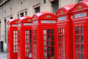 Fototapeta na wymiar London phone booths