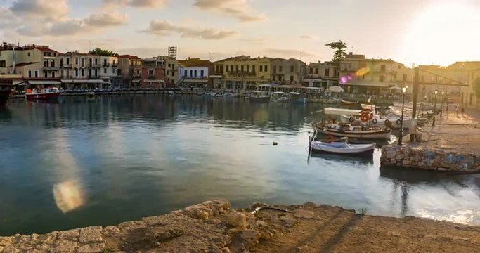 New Harbor of Rethymnon Crete Greece