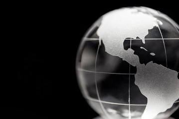 Transparent globe with black background
