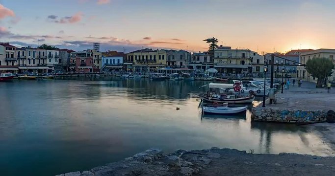 New Harbor of Rethymnon Crete Greece