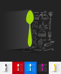 spoon paper sticker with hand drawn elements