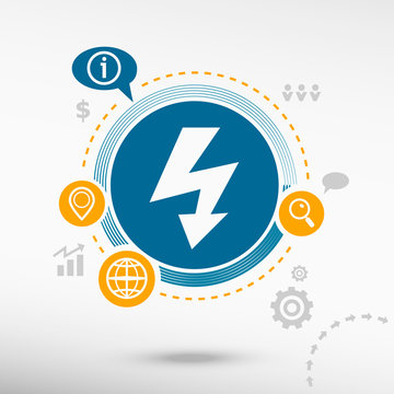 Lightning icon and creative design elements