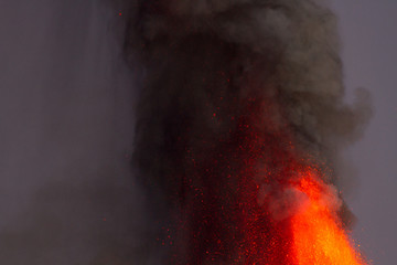 Volcano Etna Eruption -   explosions and lava flow from the highest active volcano in Europe
