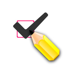 Pencil and tick mark icon