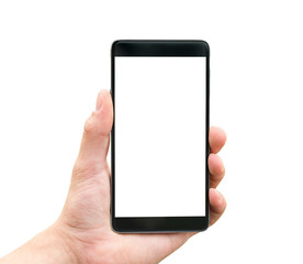 Hand holding mobile smart phone