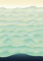 Vertical background with green hills.