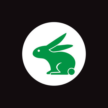 vector illustration of green rabbit. not tested on animals sign.