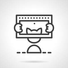 Simple line vector icon for photographing cat