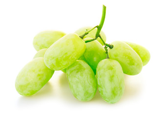 Green grapes isolated on white background