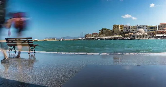 New Harbor of Rethymnon Crete Greece