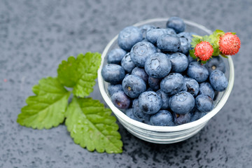 Blueberry in a Glass Bowl