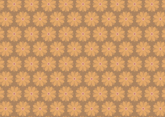 Autumn floral pattern in ochre color shades