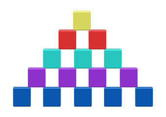 Naklejka premium Pyramid of color toy cubes