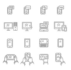 Set of icons modern technology and communication