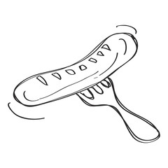 Simple doodle of a sausage on a fork