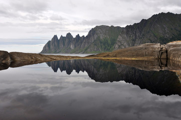 Norwegian nature / There are mountains plunging into the sea from hundreds of metres, fjords, tall mountain peaks, northern lights and midnight sun.