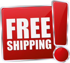 modern red free shipping sign