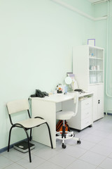 Interior of a doctor office.