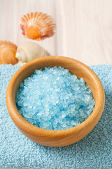 Bowl of blue sea salt