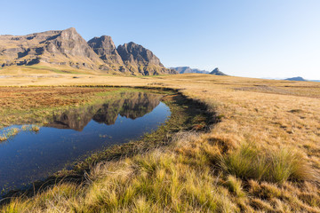Peaks reflecting in pool