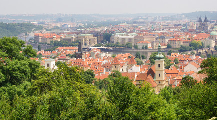 Fototapeta na wymiar panorama of Prague with river Vltava