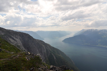 Norwegian nature / There are mountains plunging into the sea from hundreds of metres, fjords, tall...