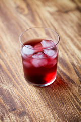 Red cocktail in a glass