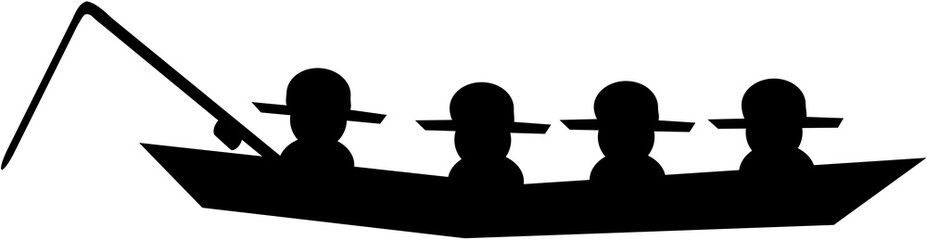 Fishing men sitting in boat