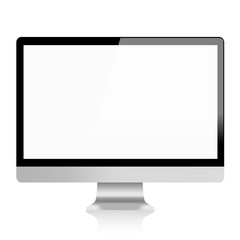 Monitor display isolated on white background