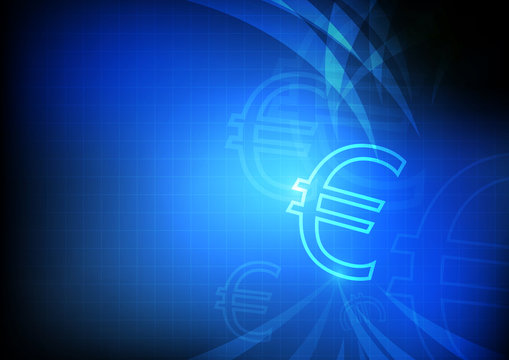 Vector : Euro symbol with grid and blue background