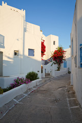 White cycladic architecture in Naousa village on Paros island, Greece