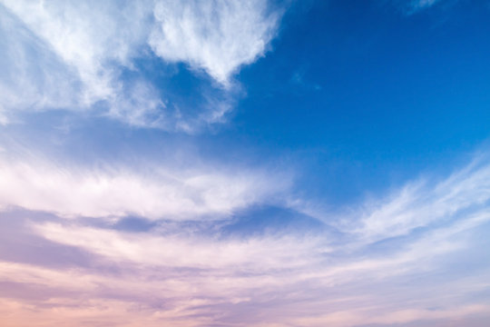 Blue And Pink Cloudy Sky Background Photo