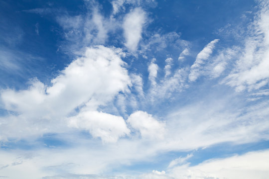  Blue sky with different types of clouds