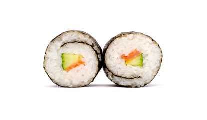 Two roll sushi isolated on white background