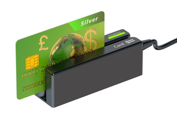 Card reader with credit card