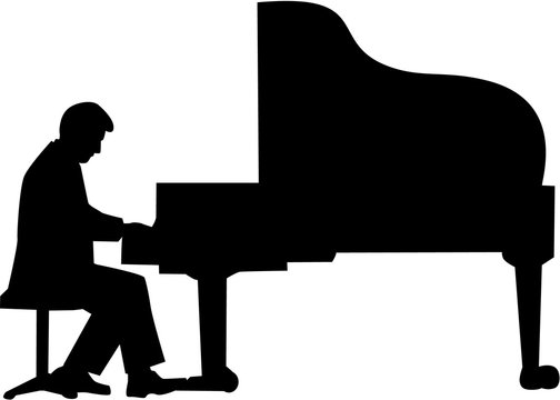 Grand piano player silhouette Stock Vector | Adobe Stock