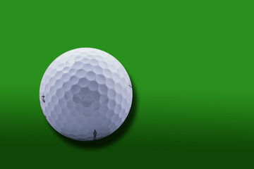 Golf Ball on green background