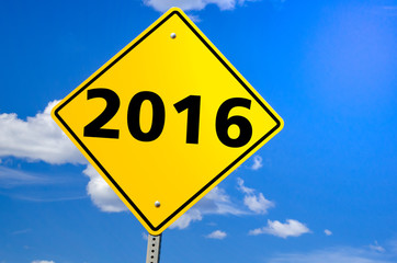 New Year 2016 Conceptual Sign and Blue Sky