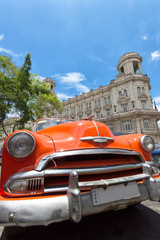 Orange car in Havana, Cuba