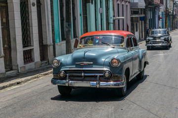 Grey vintage car in the streets of Havana, Cuba