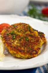 Homemade Crab Cakes. Selective focus.