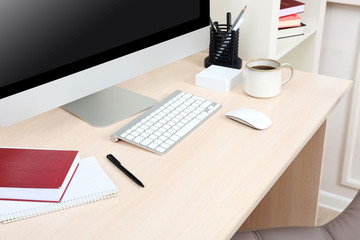 Workplace with computer in office