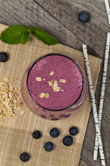 Blueberry Oatmeal Smoothie. Selective focus.