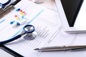 Doctor workplace close up