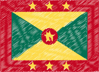 Fototapeta premium grenada flag embroidered zigzag