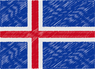 Fototapeta premium iceland flag embroidered zigzag