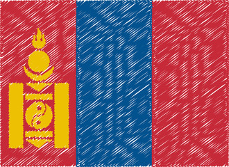 mongolia flag embroidered zigzag
